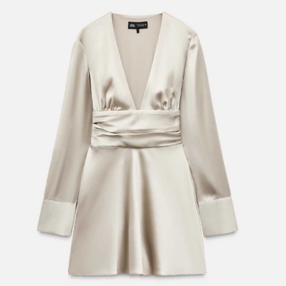 Zara SATIN EFFECT MINI DRESS - Large